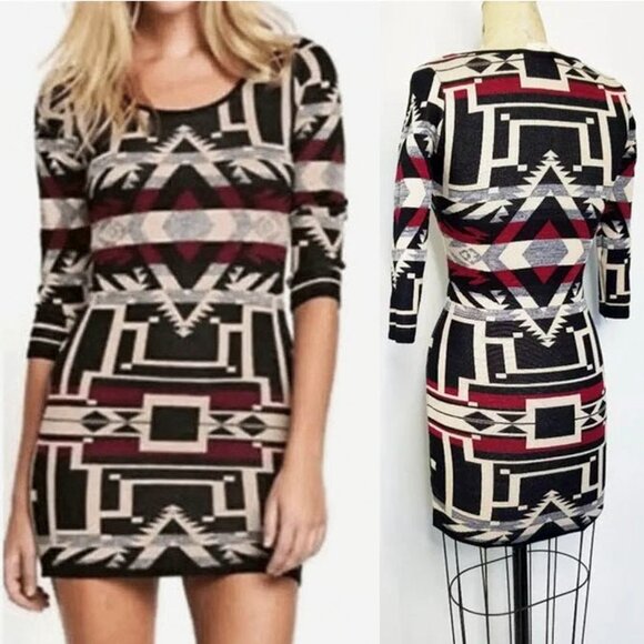Denim & Supply Ralph Lauren Dresses & Skirts - Denim & Supply Ralph Lauren Womens Dress Southwestern Aztec 3/4 Sleeve Knit Mini